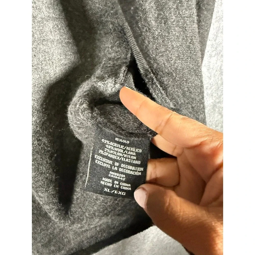 BNCI Blanc Noir Womens XL Gray Wool Blend Hooded Open Front Cardigan Coat Jacket